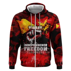 Tigrayans Independence Zip Hoodie I Stand with Tigray - Fist of Freedom DT02