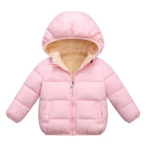 Toddler Puffer Jacket in Pink with Sherpa Lining and Hood