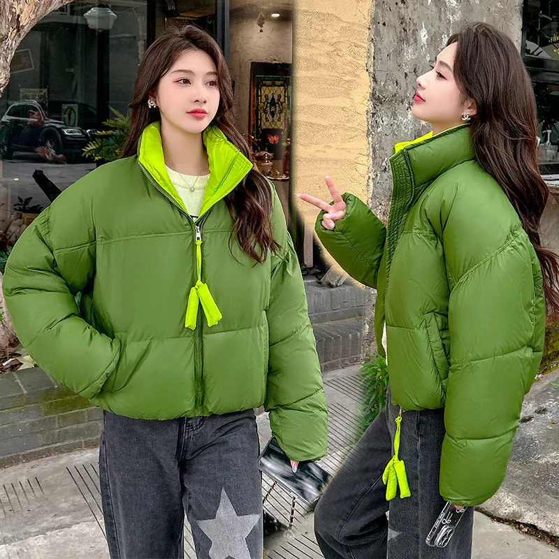 Trendy Padded Quilted Raincoat for Women in Color Block Design