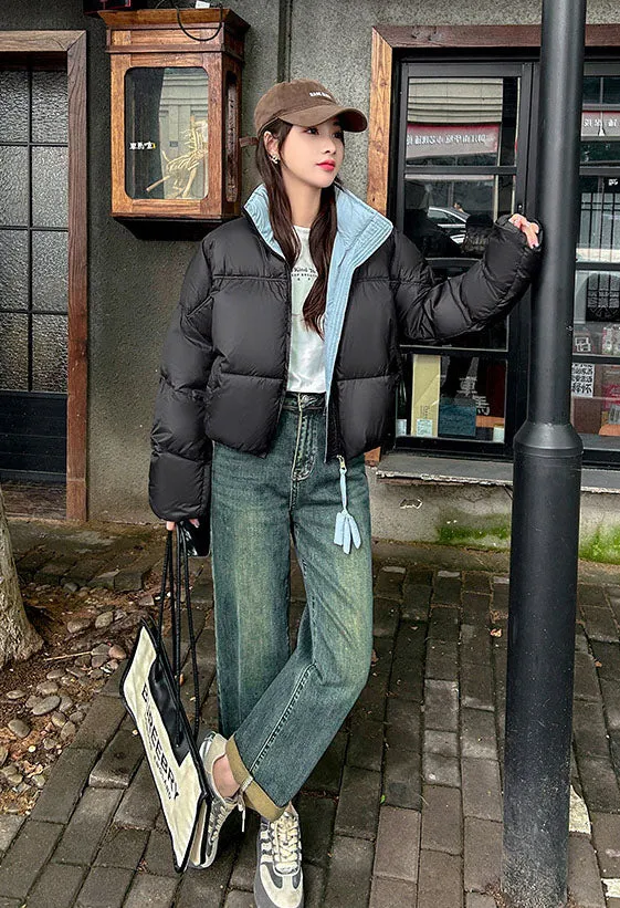 Trendy Padded Quilted Raincoat for Women in Color Block Design