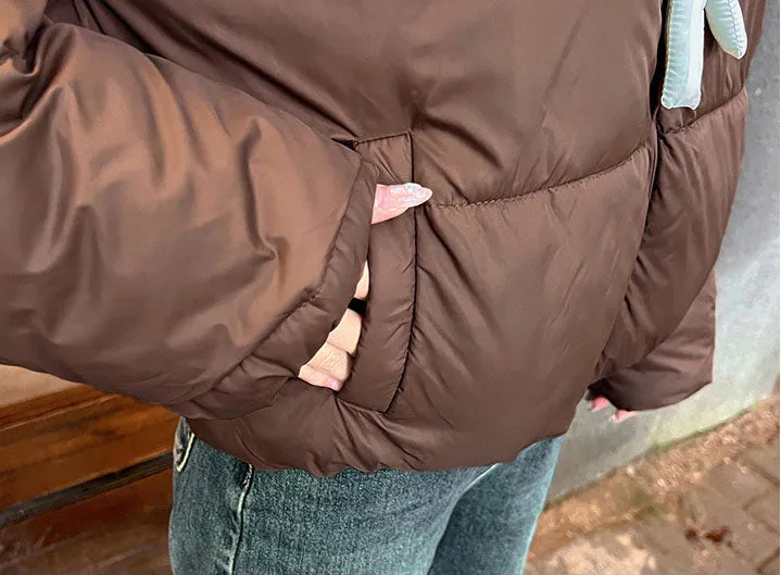 Trendy Padded Quilted Raincoat for Women in Color Block Design