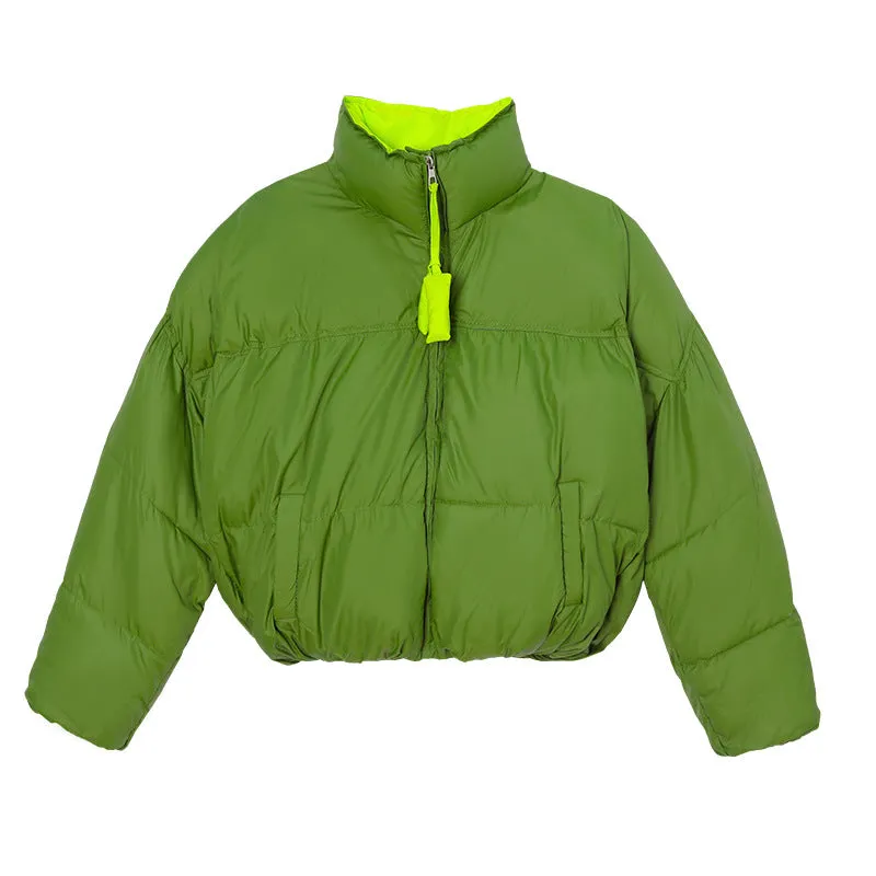 Trendy Padded Quilted Raincoat for Women in Color Block Design