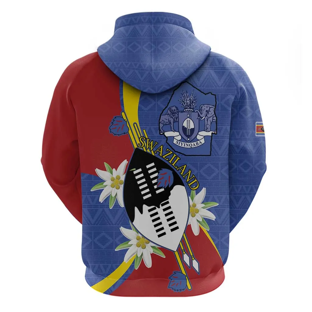 Umbuso weSwatini Zip Hoodie Nguni Shield Edelweiss Flower LT15