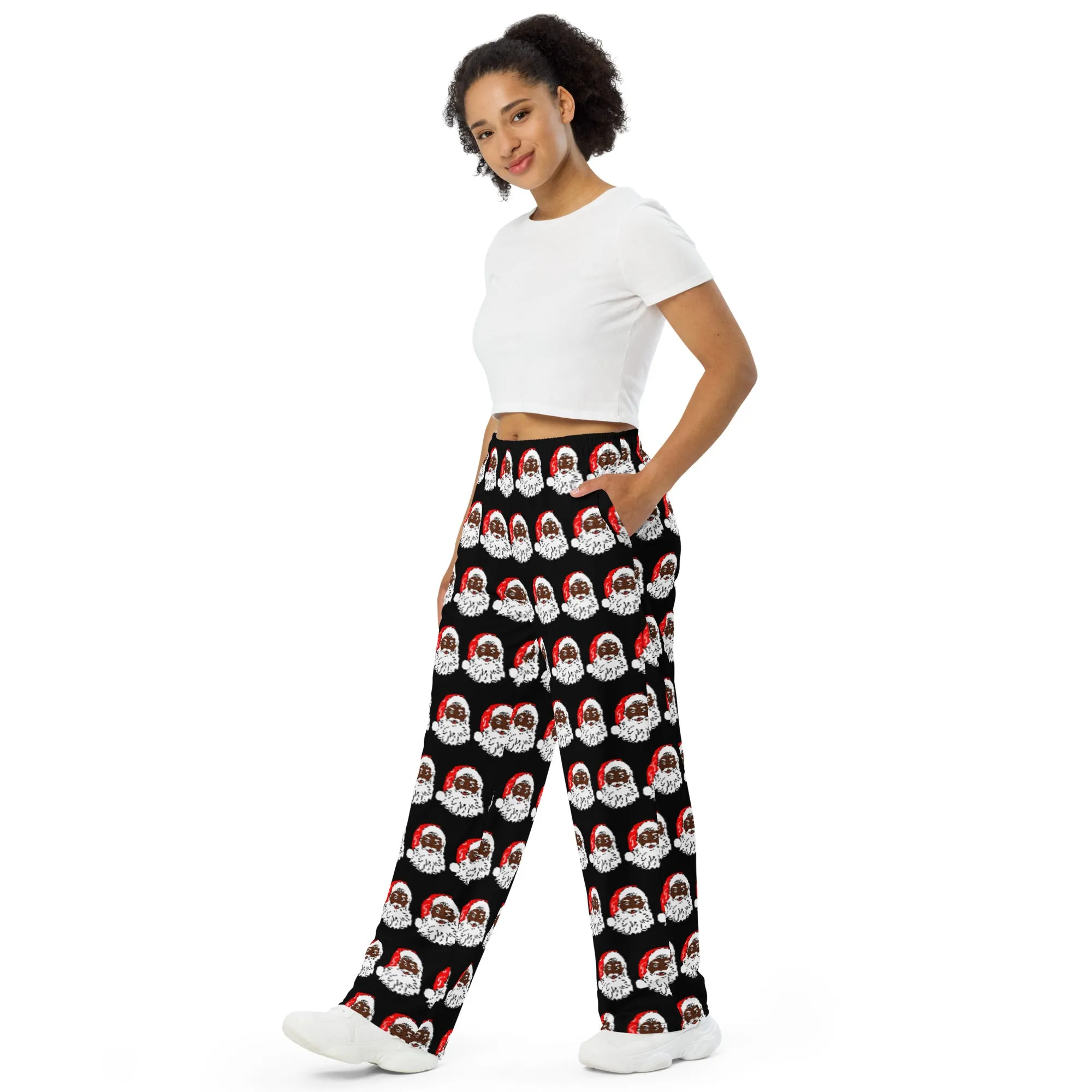 Unisex wide-leg pants African American Santa