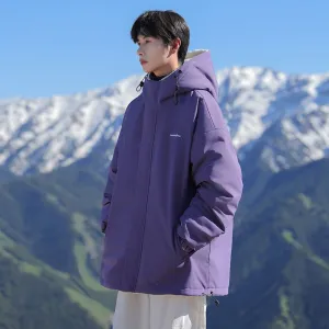 Versatile Men's Windproof Fleece Jacket with Label Detailing