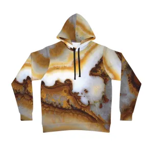 Vibrant rock art hoodies – Unique unisex custom hooded sweatshirt with a colorful yellow calcite tie dye like patterns for men and women