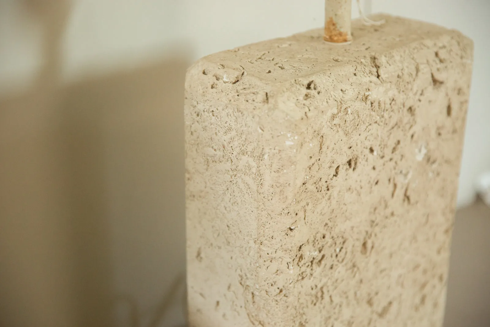 Vintage 1970s Faux Travertine Table Lamp