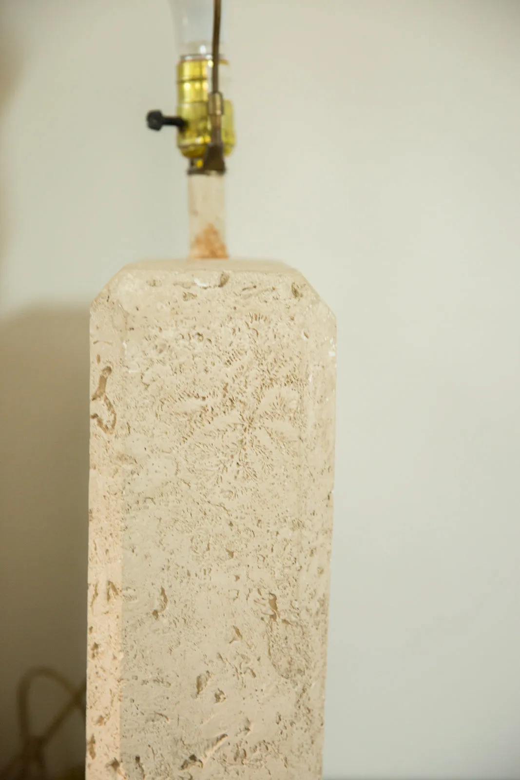 Vintage 1970s Faux Travertine Table Lamp