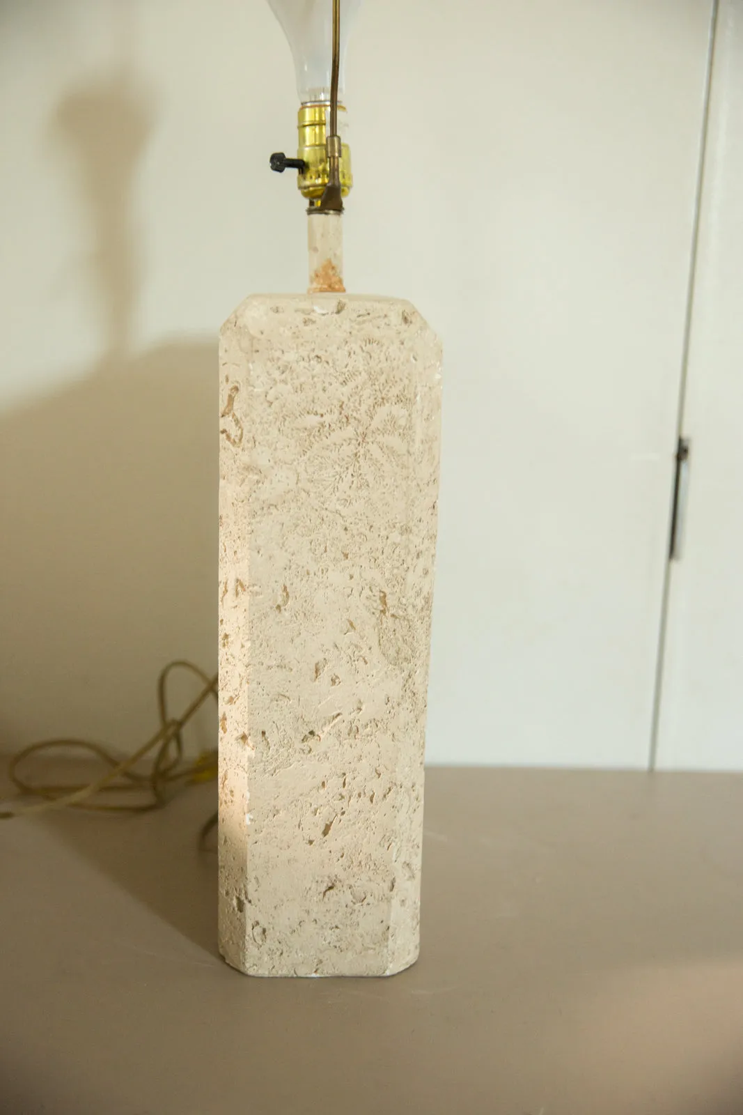 Vintage 1970s Faux Travertine Table Lamp