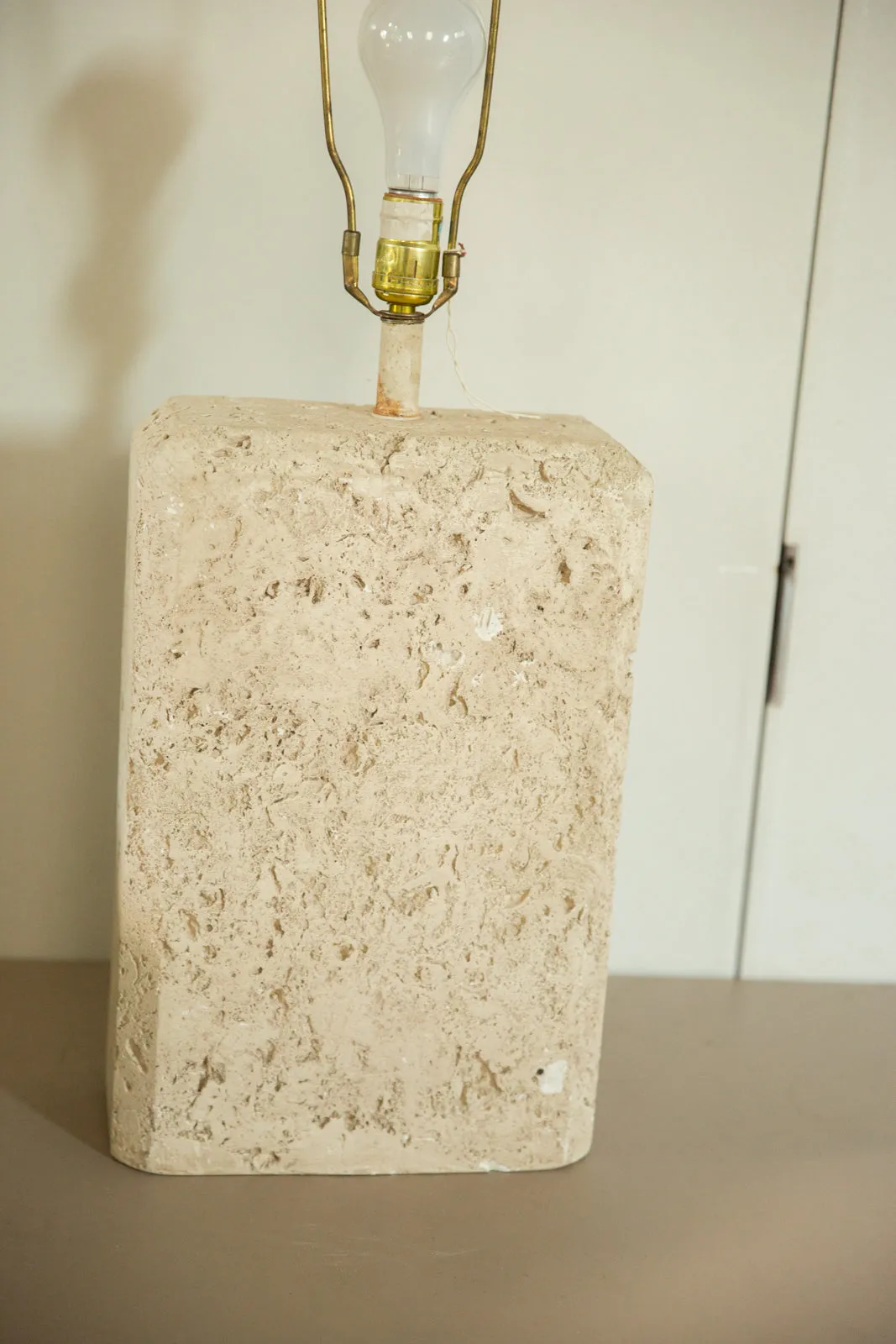 Vintage 1970s Faux Travertine Table Lamp