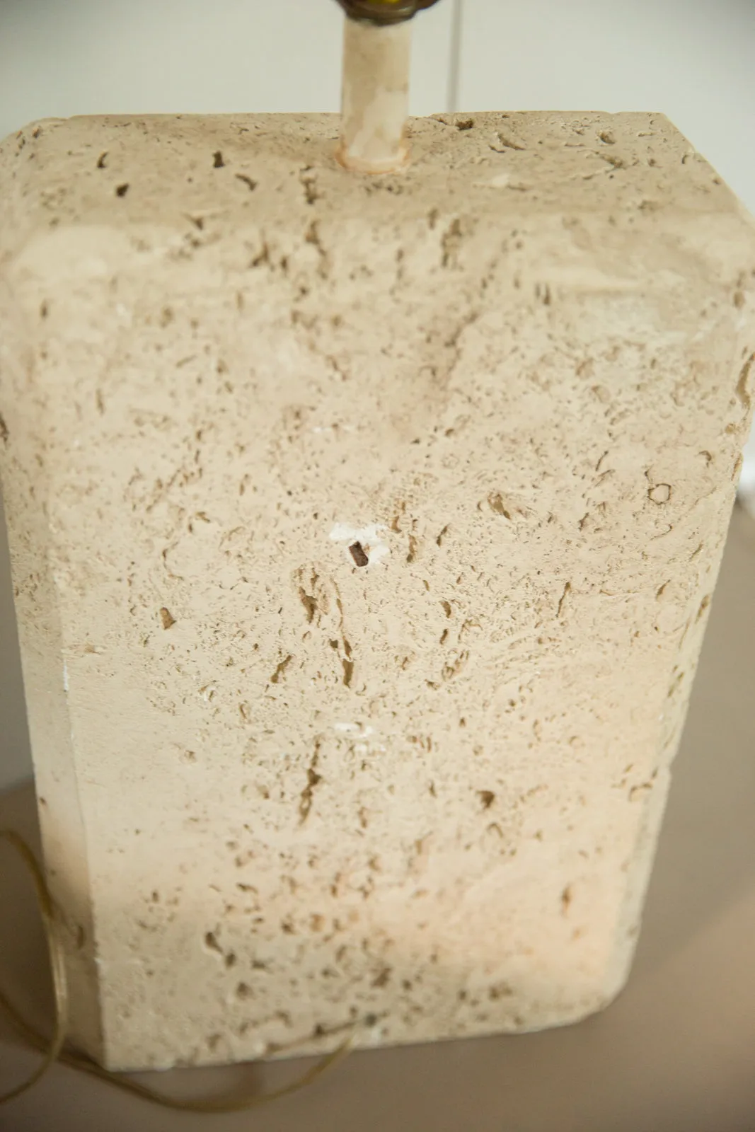 Vintage 1970s Faux Travertine Table Lamp