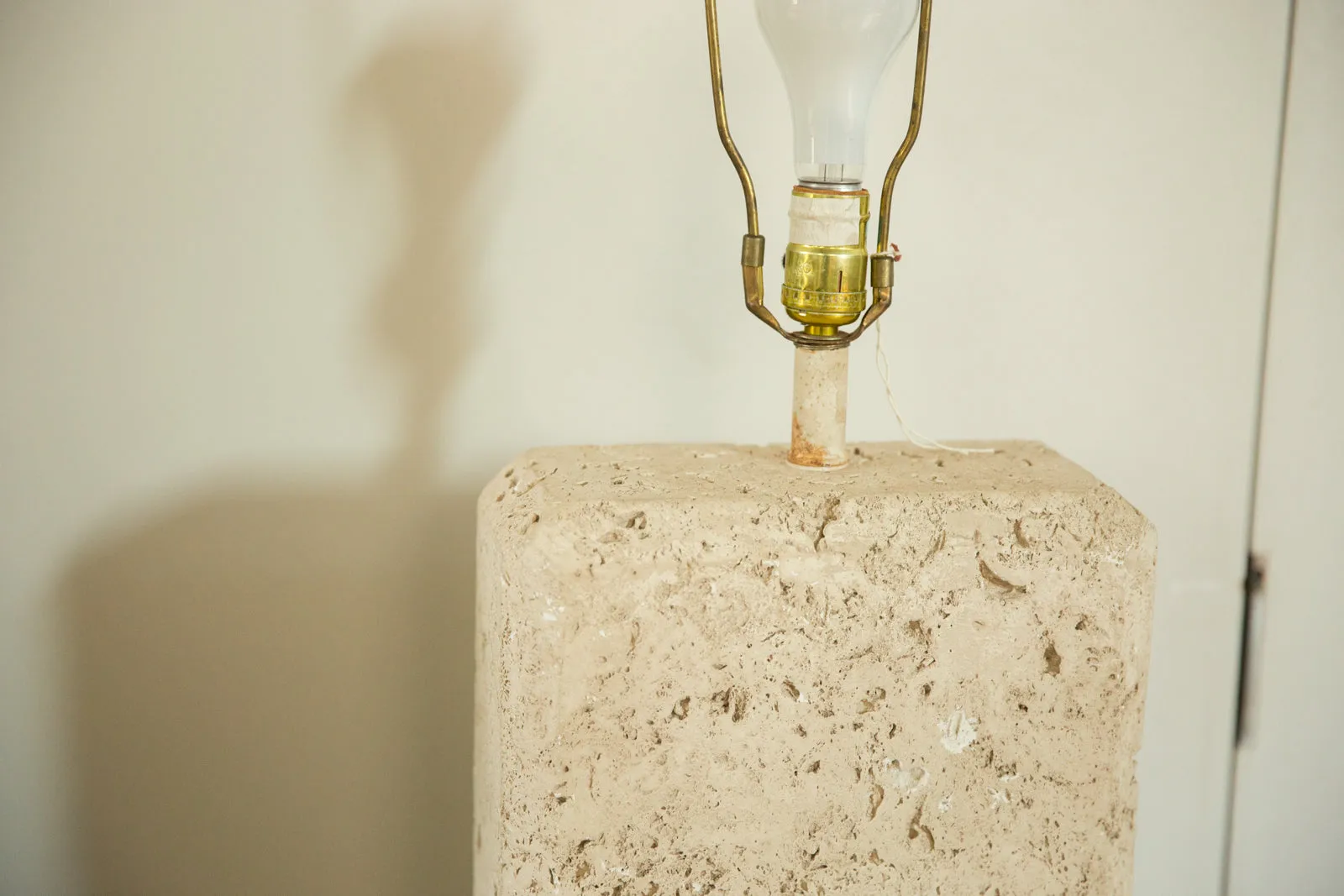 Vintage 1970s Faux Travertine Table Lamp