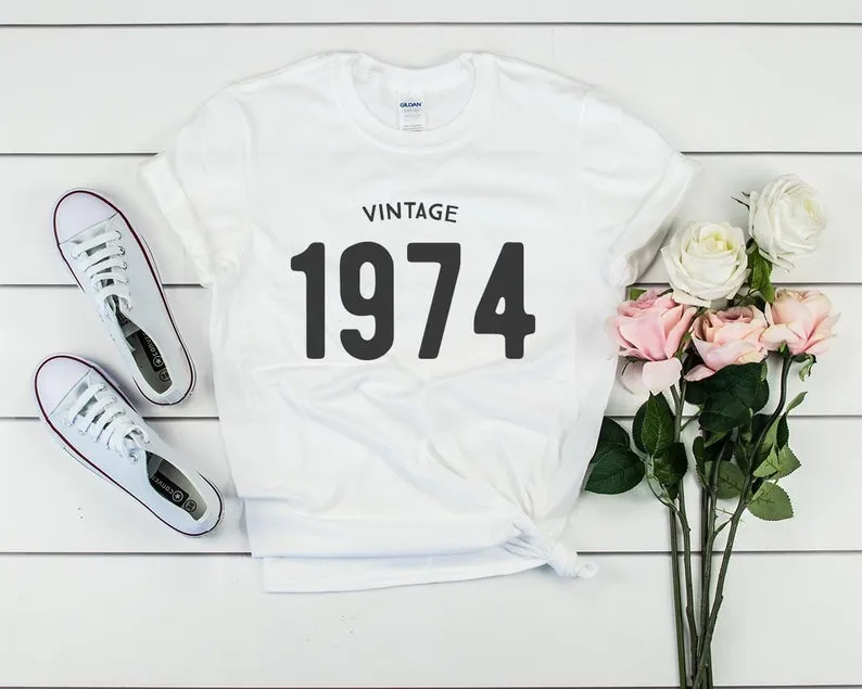 Vintage 1974 Birthday T-Shirt | 50th Birthday Party T-Shirt Cotton