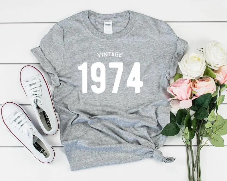 Vintage 1974 Birthday T-Shirt | 50th Birthday Party T-Shirt Cotton