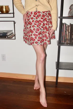 Vintage 90s Floral Button Up Mini Skirt (25-26")