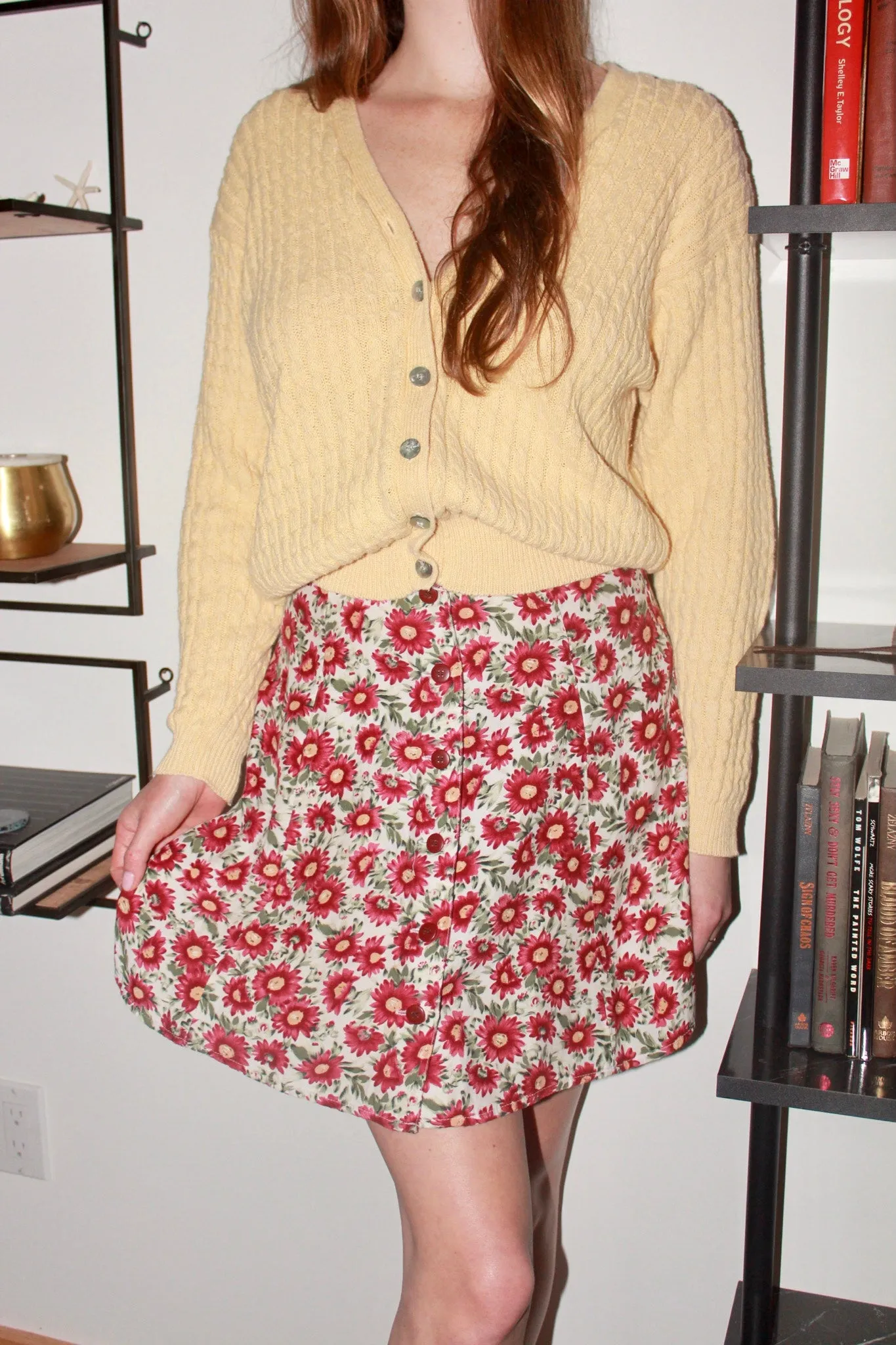 Vintage 90s Floral Button Up Mini Skirt (25-26")