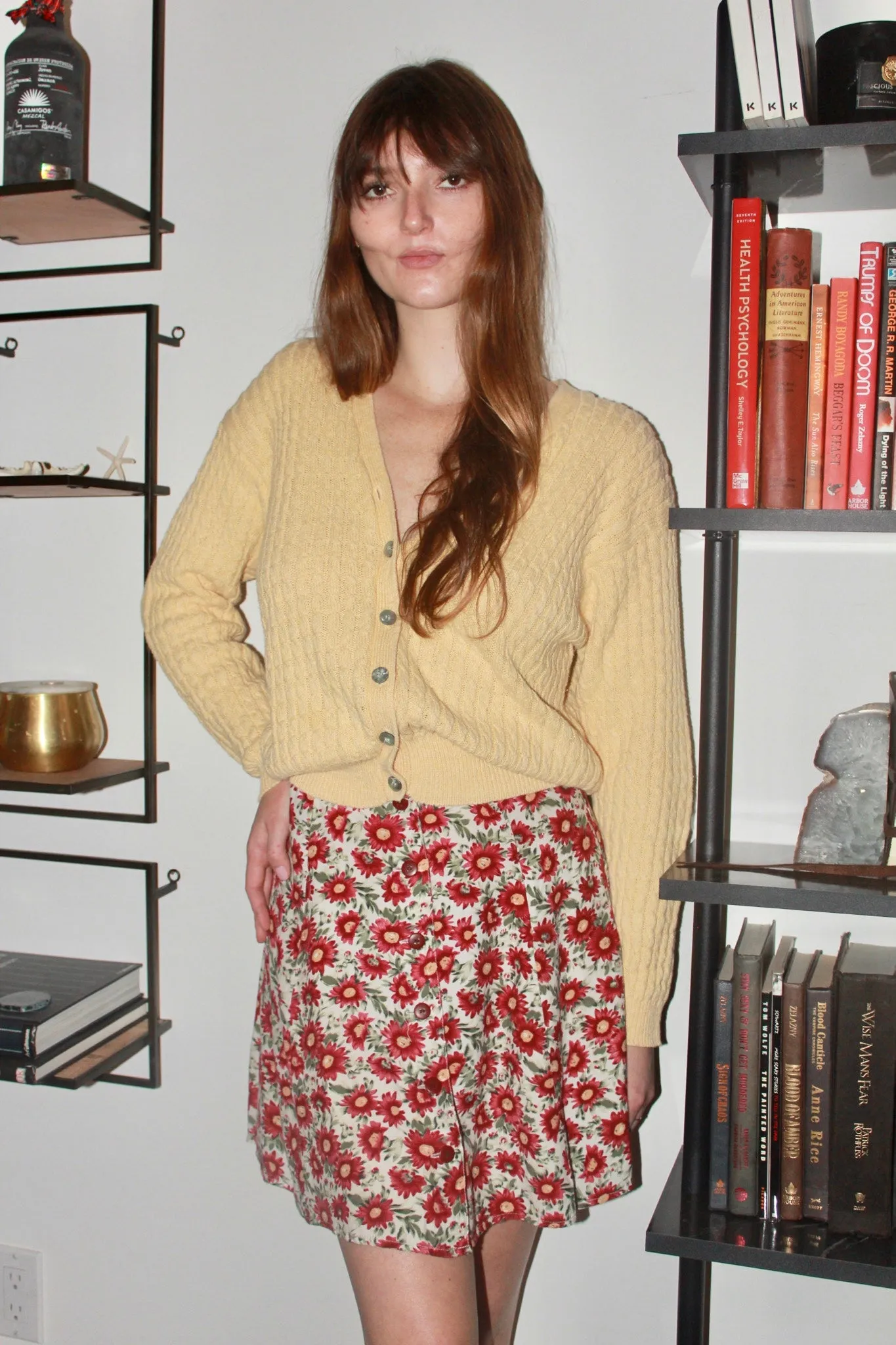 Vintage 90s Floral Button Up Mini Skirt (25-26")