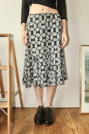 Vintage 90s Geometric Floral Midi Skirt (S-M)