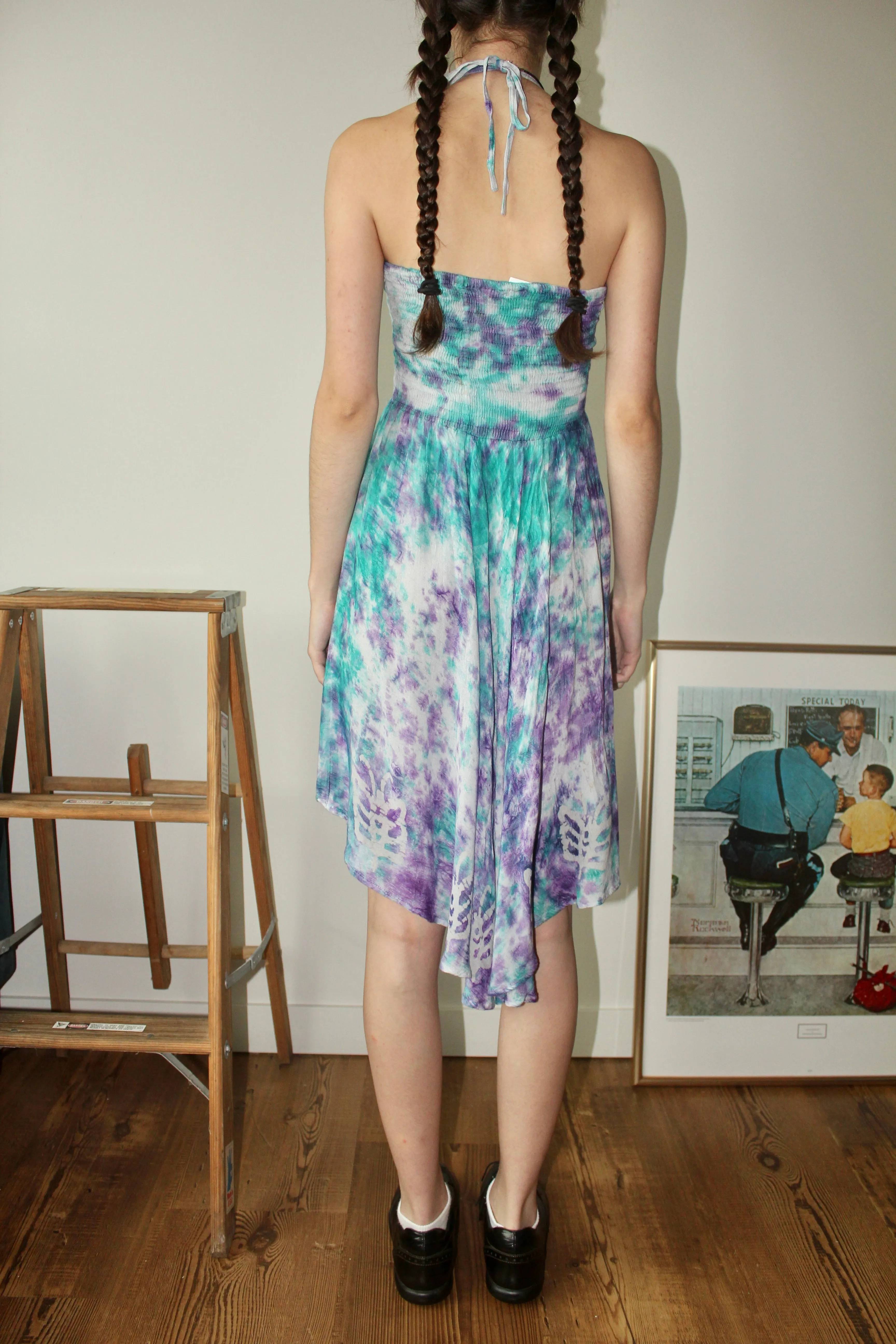 Vintage 90s Tie Dye Halter Dress (S)