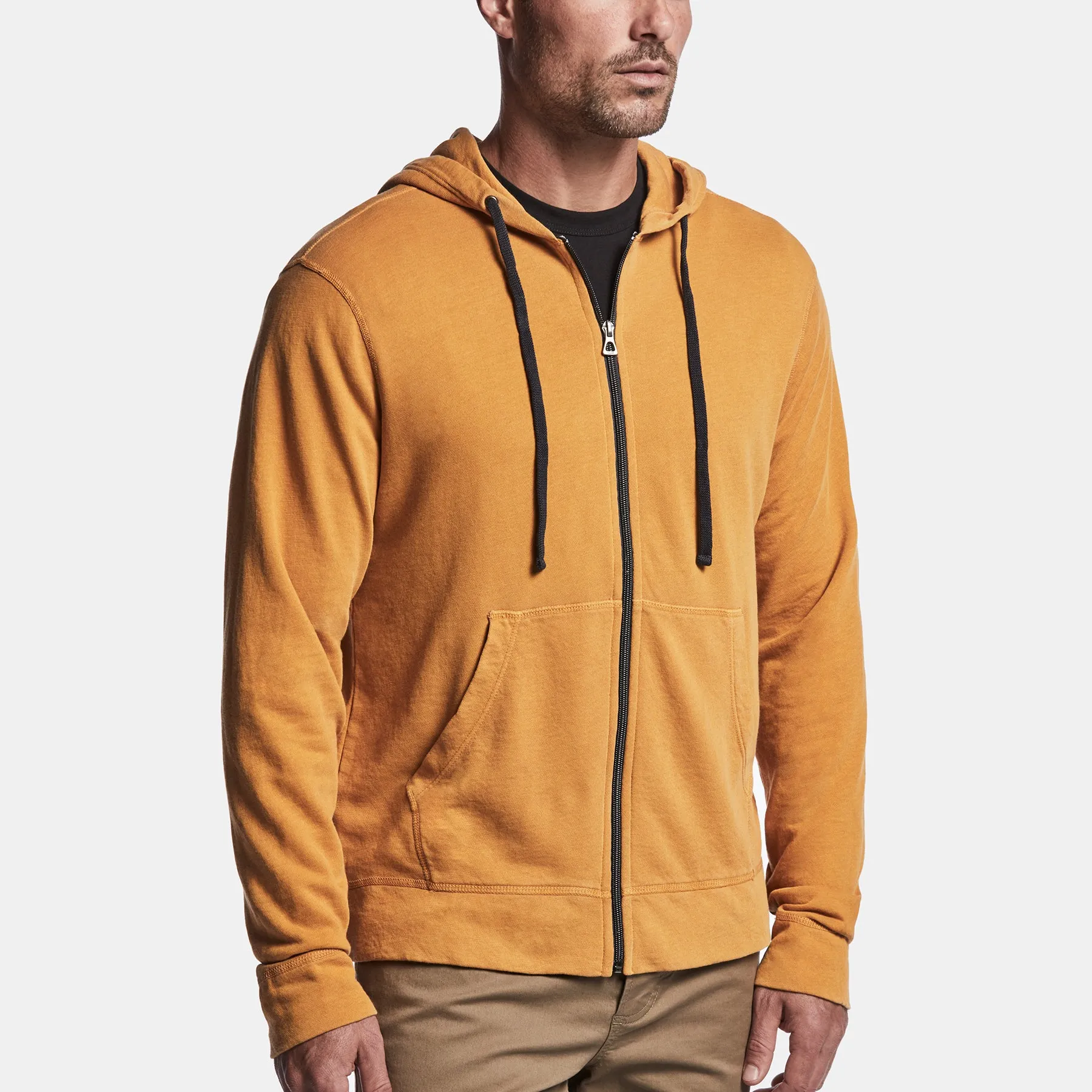 Vintage French Terry Zip Up Hoodie - Brass Pigment
