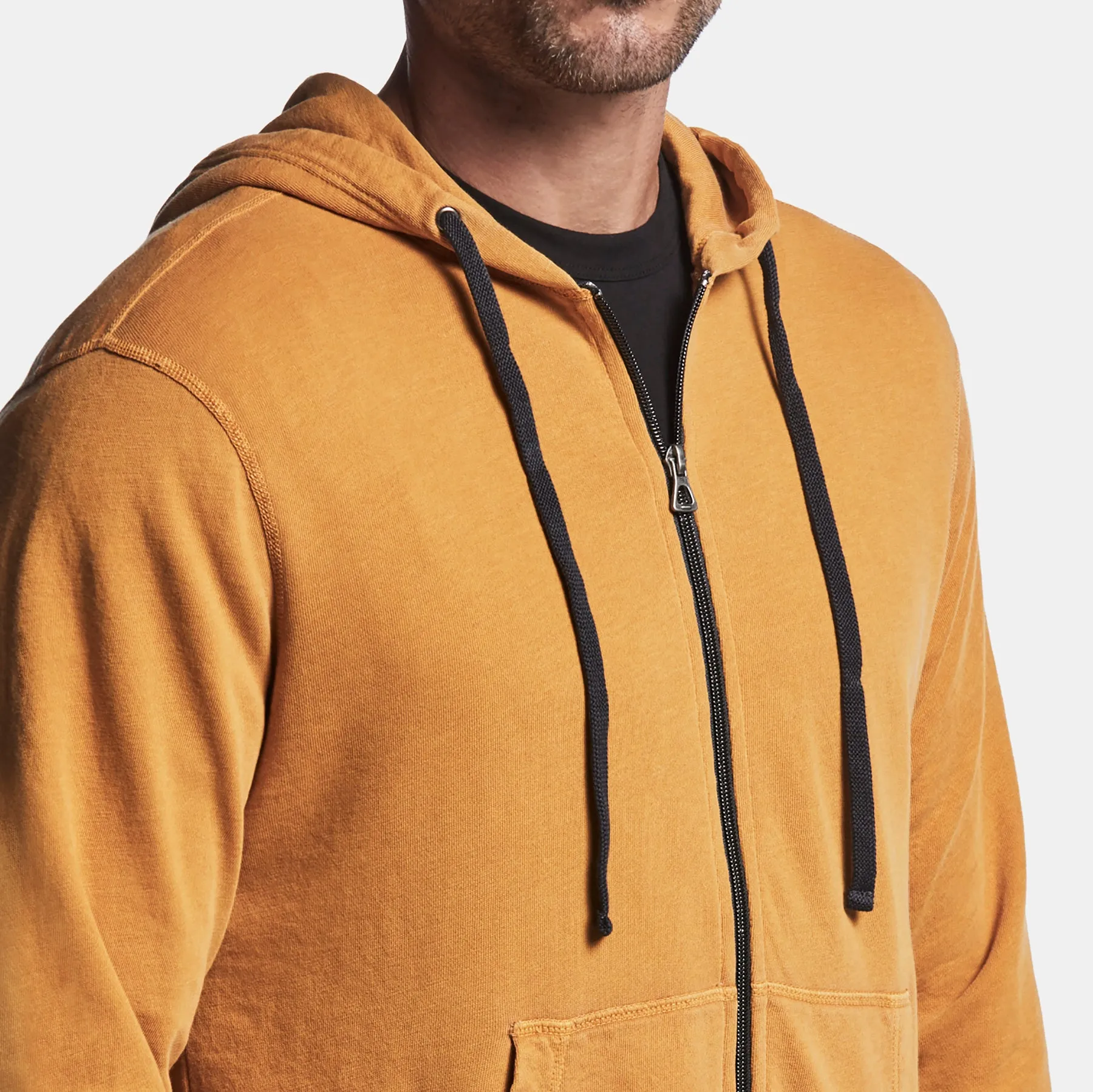 Vintage French Terry Zip Up Hoodie - Brass Pigment