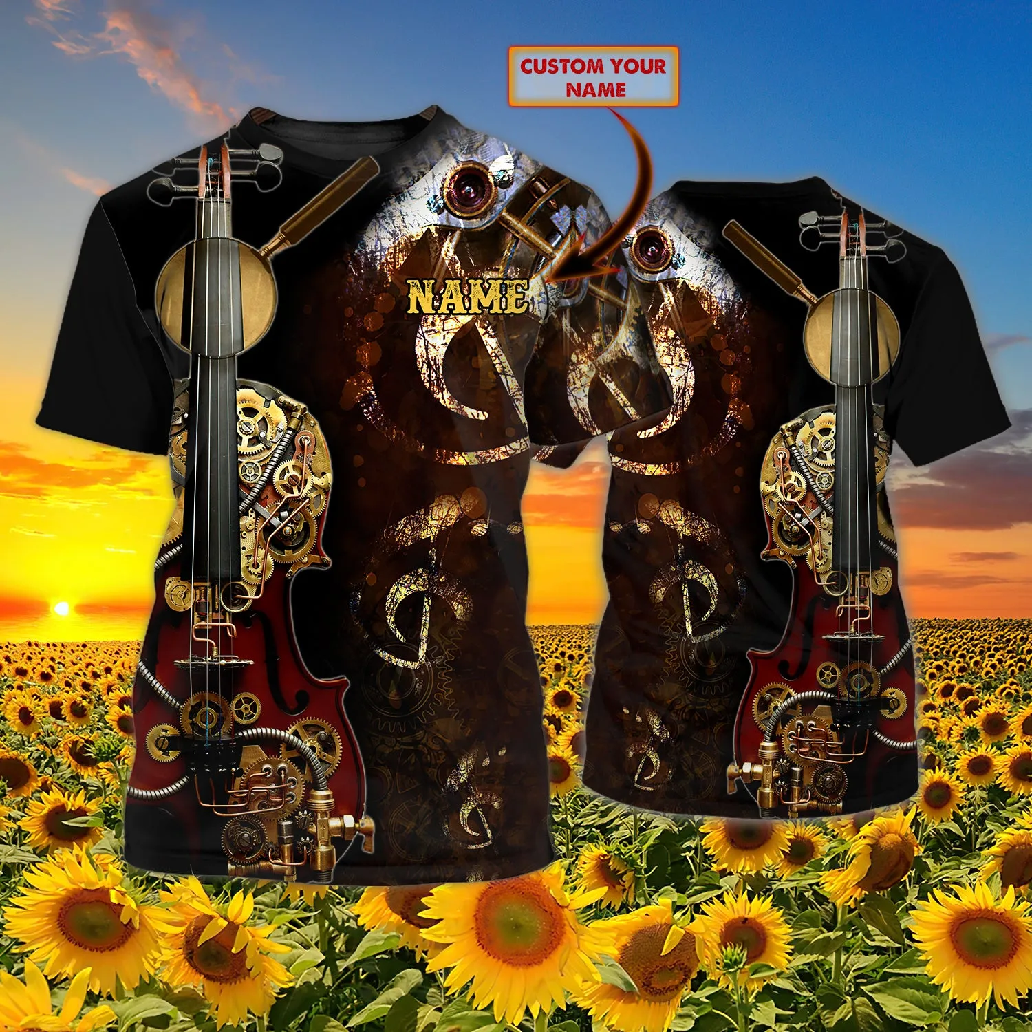 Violin Vintage - Personalized Name 3D T Shirt - Nt168 - Ct110