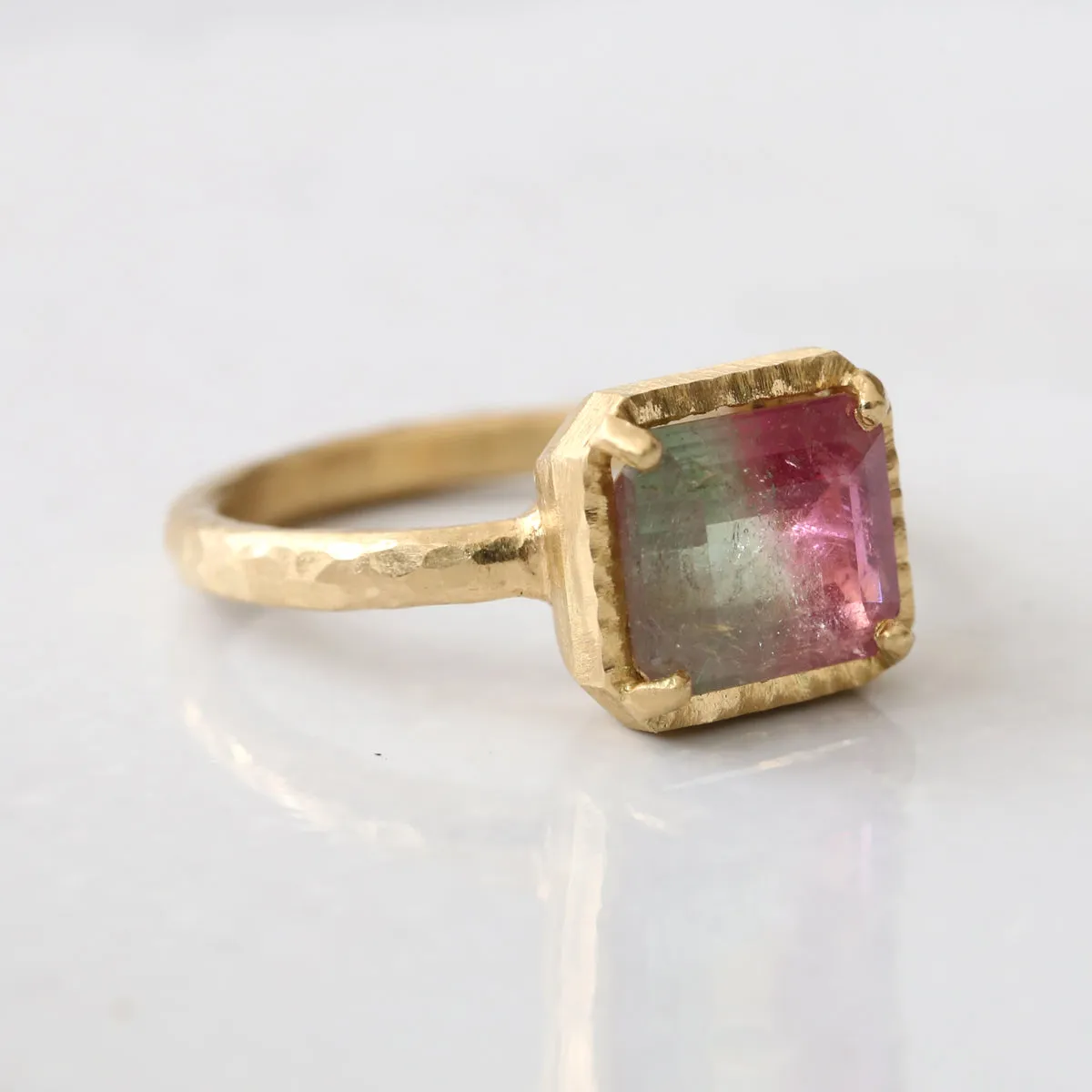 Watermelon tourmaline ring