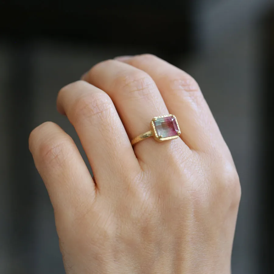 Watermelon tourmaline ring