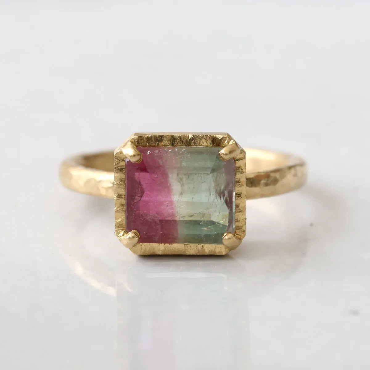 Watermelon tourmaline ring