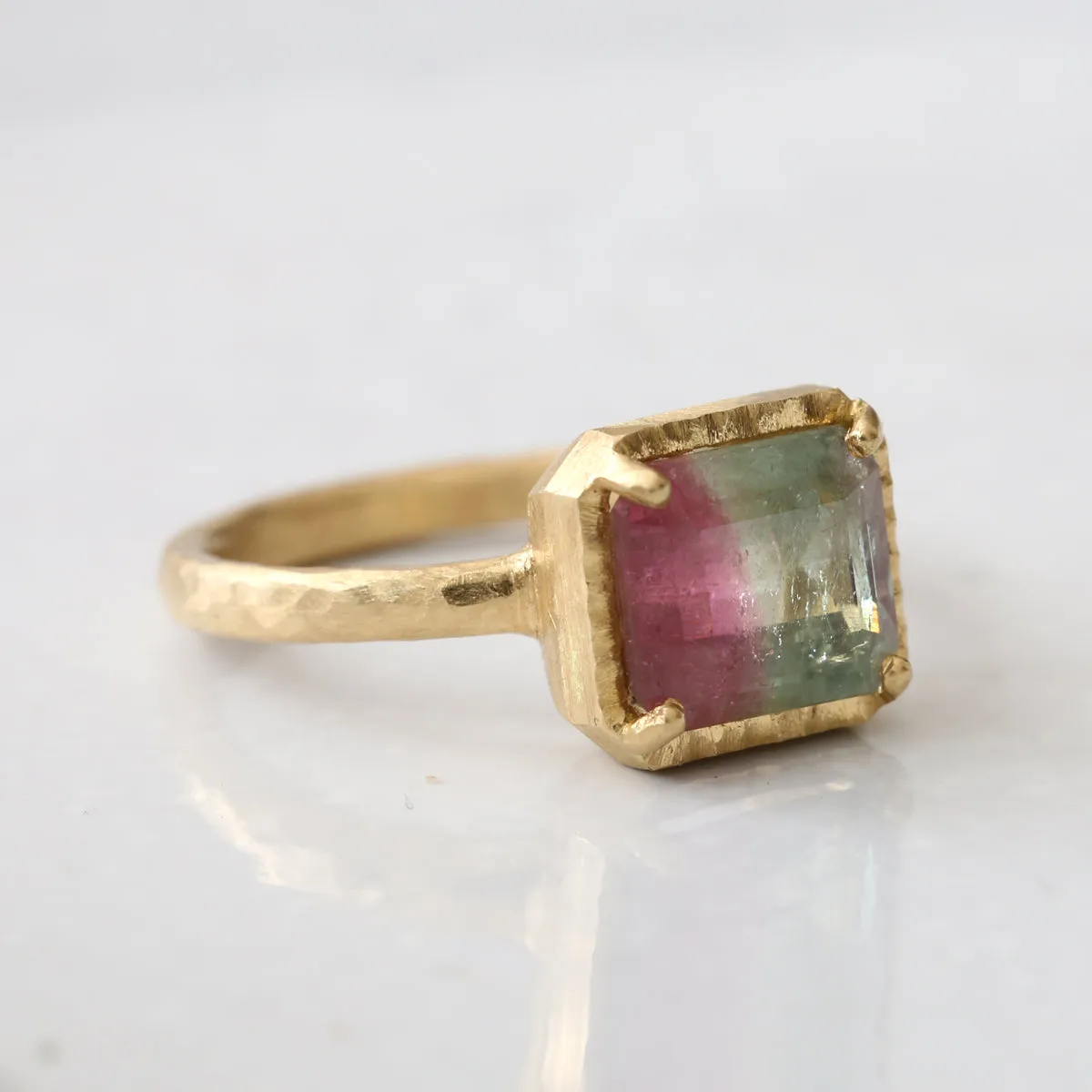Watermelon tourmaline ring