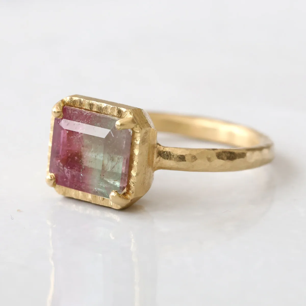 Watermelon tourmaline ring