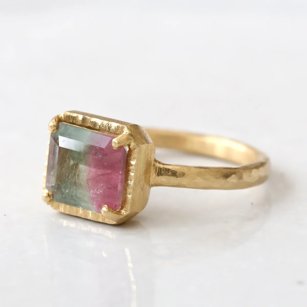 Watermelon tourmaline ring