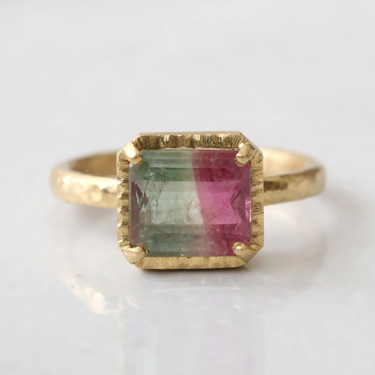 Watermelon tourmaline ring