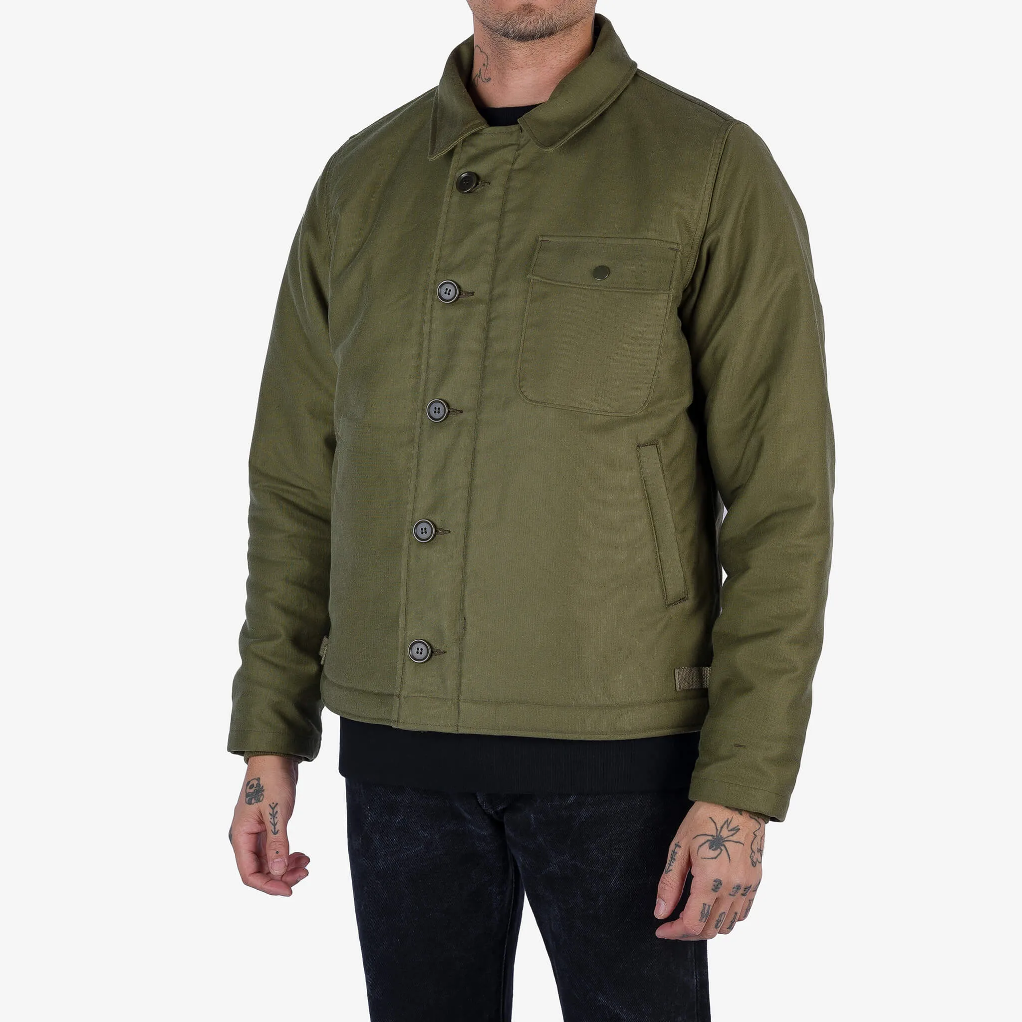 Whipcord A2 Deck Jacket - Olive Drab Green