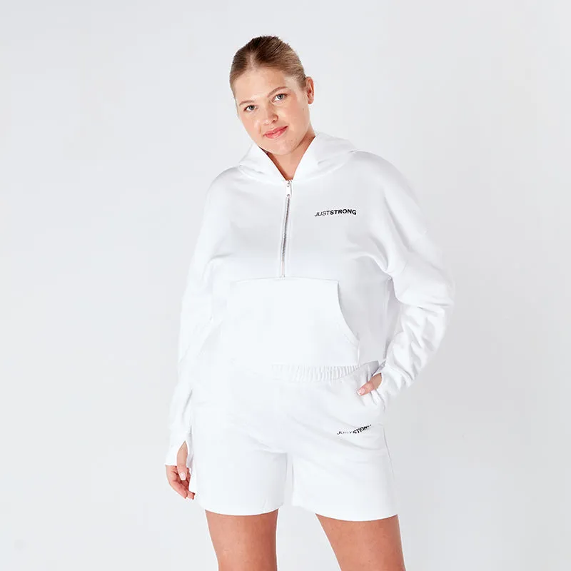 White 1/2 Zip Hoodie
