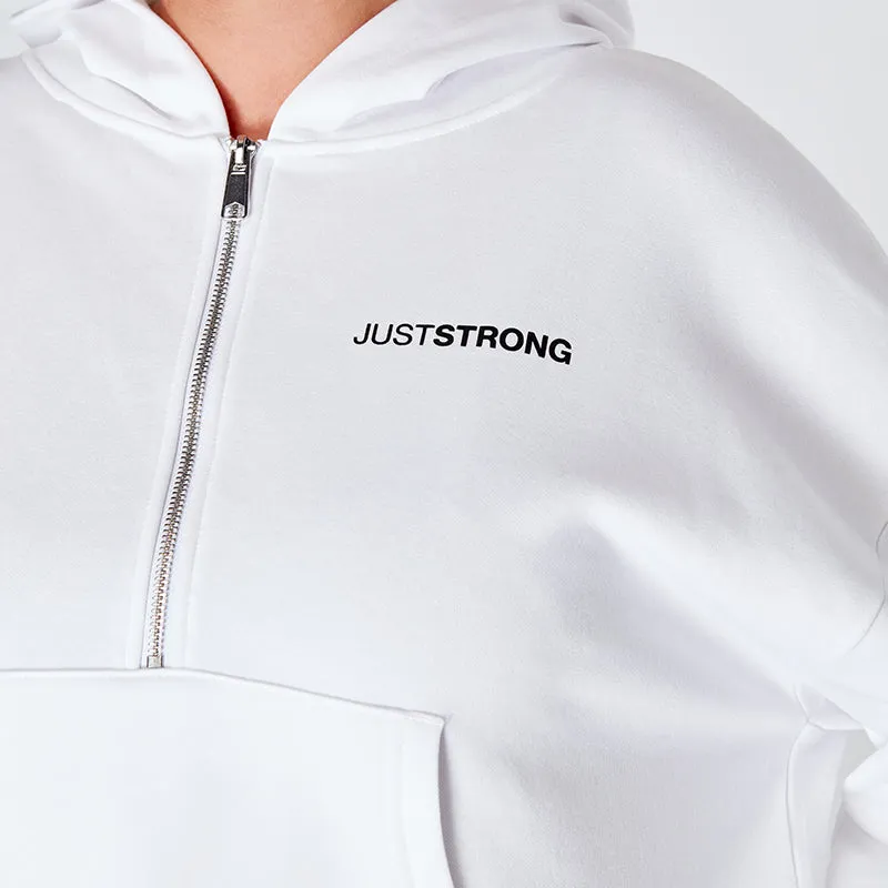White 1/2 Zip Hoodie