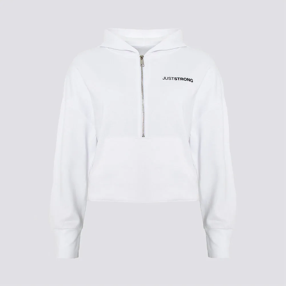 White 1/2 Zip Hoodie