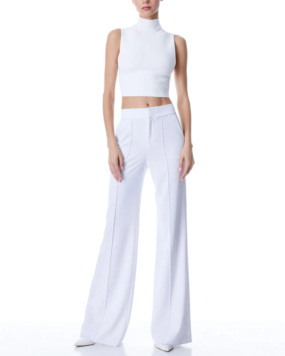 White Dylan High Waisted Wide Leg Pant