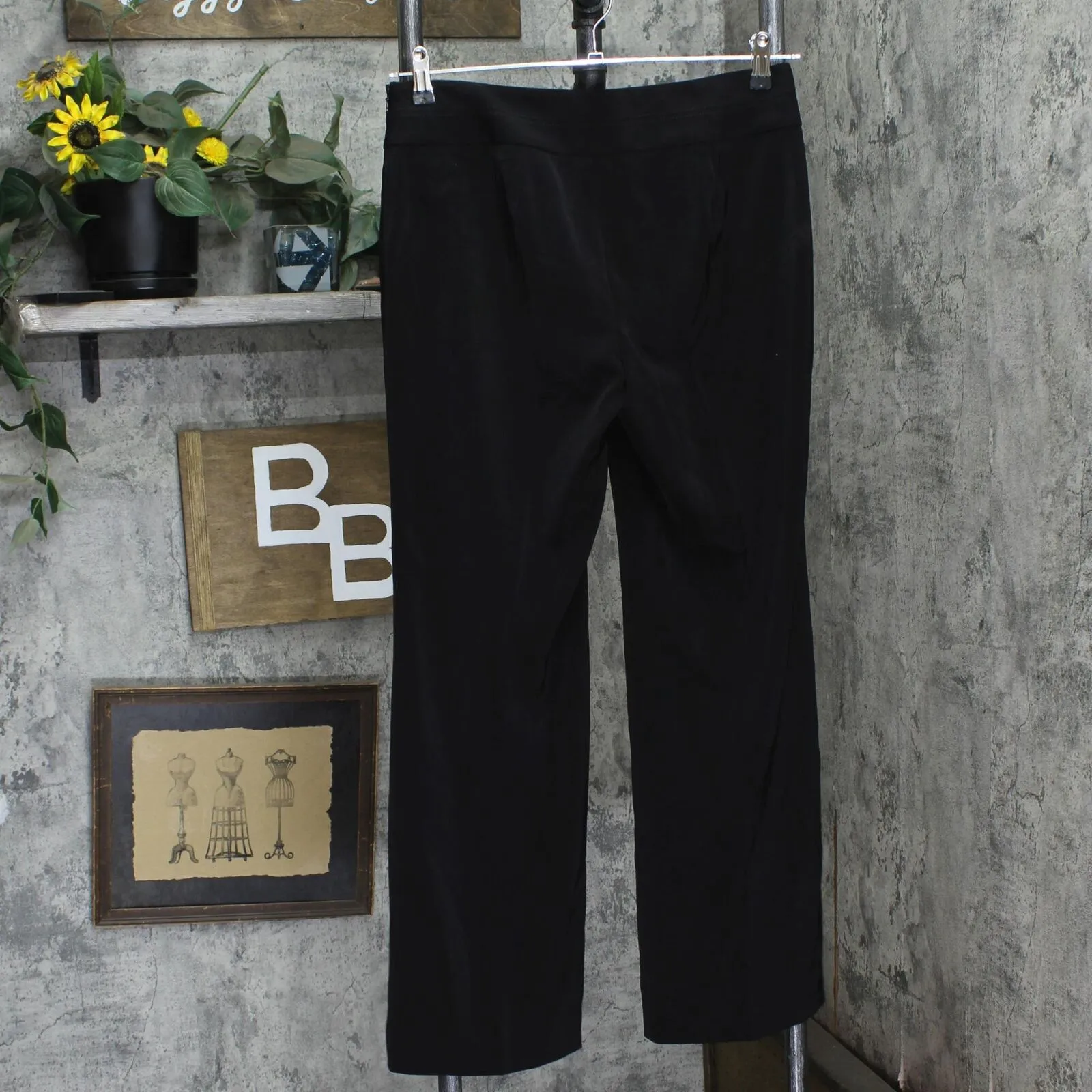 White House Black Market Womens Flare Leg Side Zip Dress Pants Black 6 Short