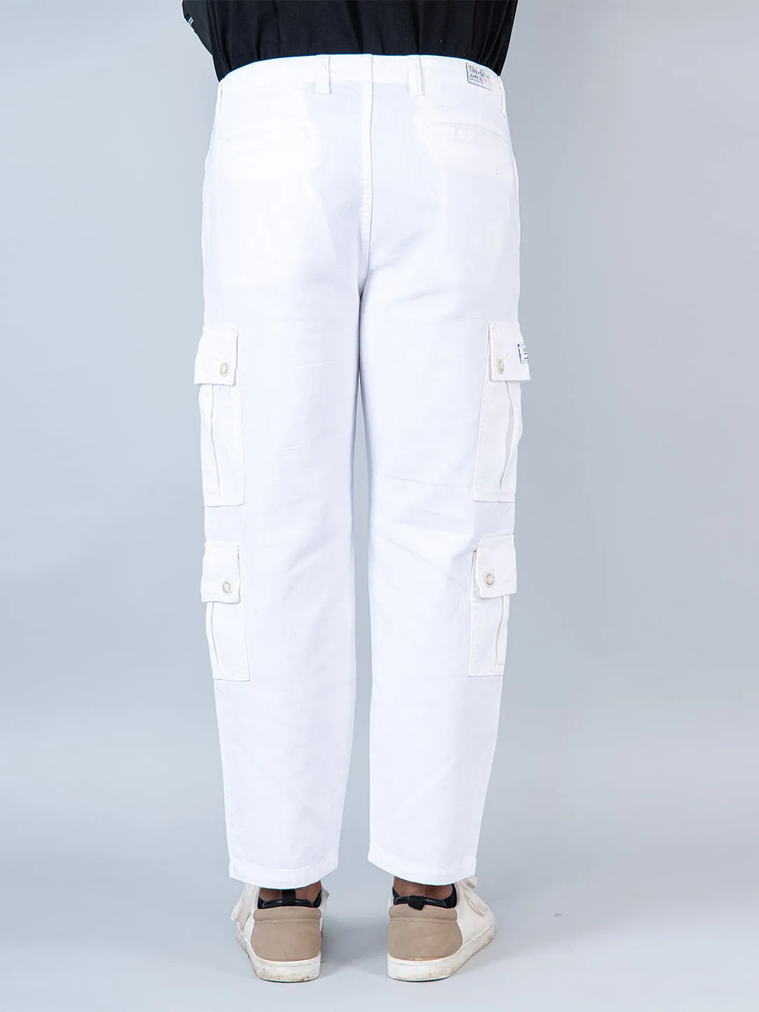 White Matty Linen Non Lycra Mens Cargo Pants