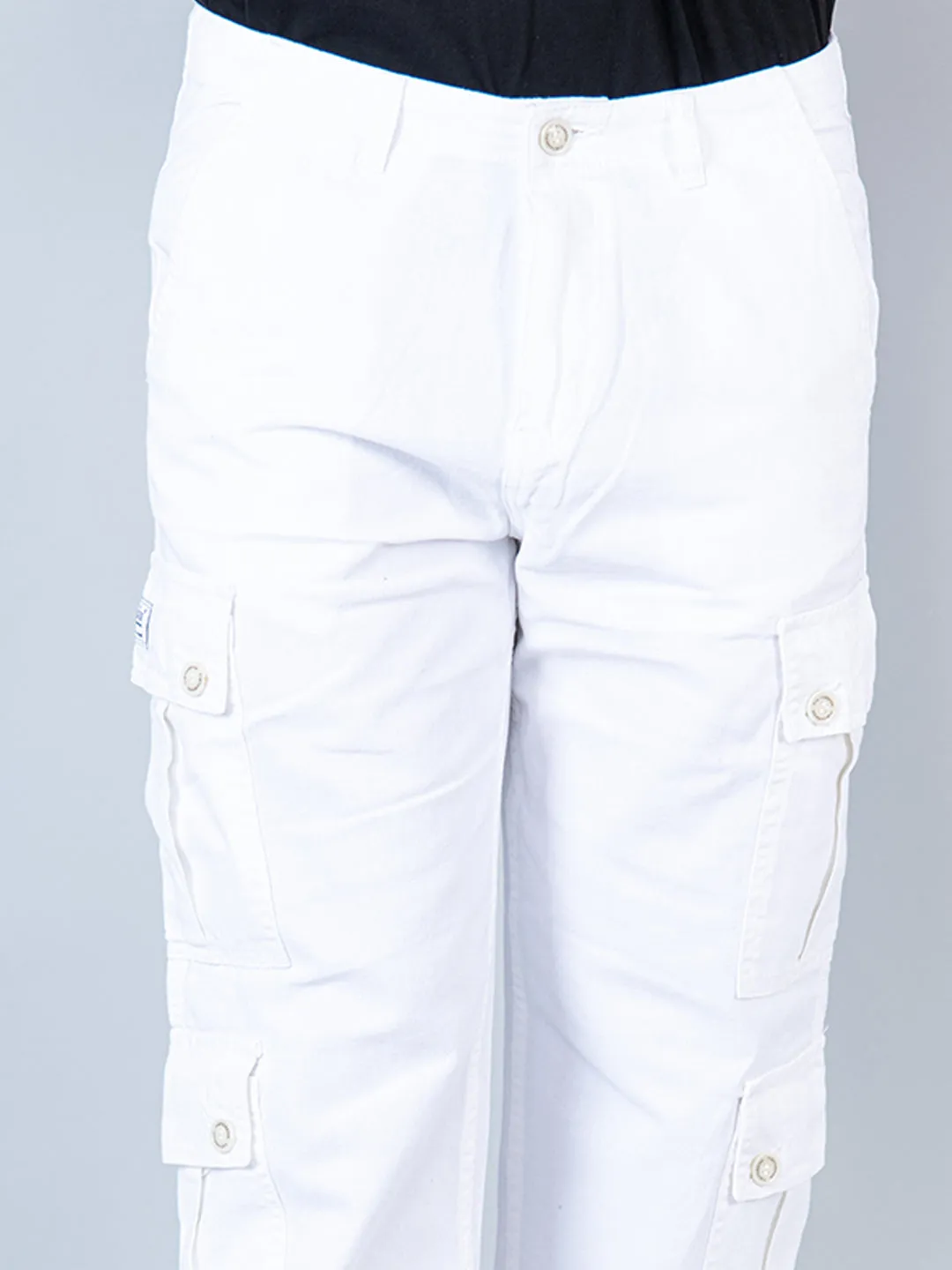 White Matty Linen Non Lycra Mens Cargo Pants