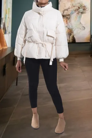 White Tie Puffer Jacket