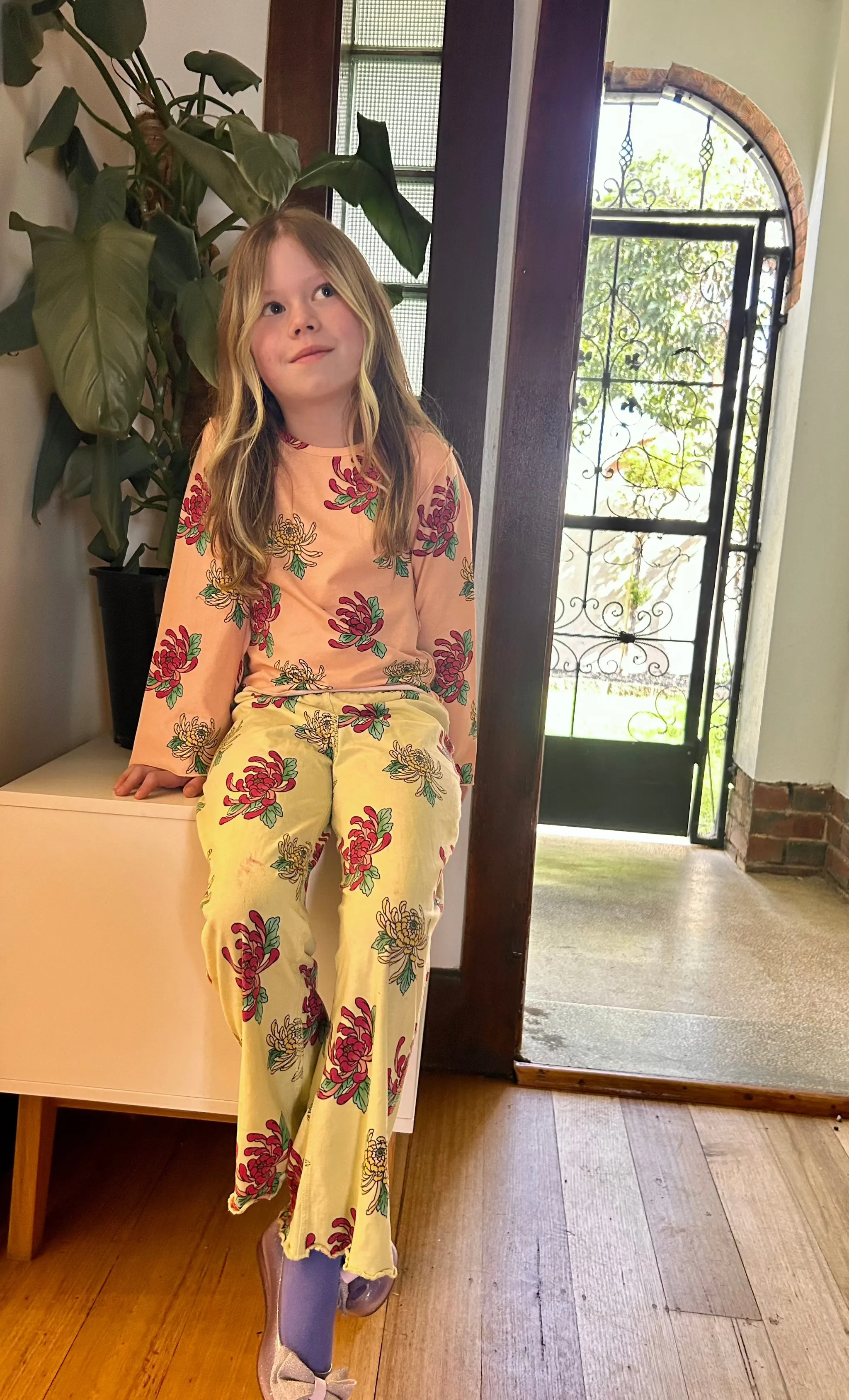 Wide leg pant- Lemon Flower print