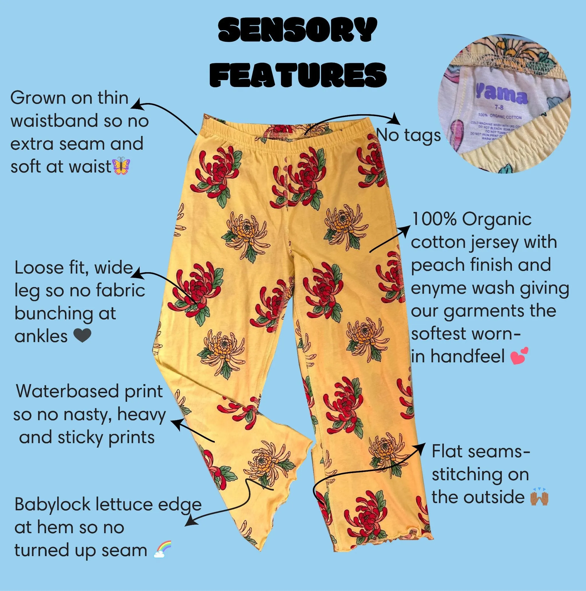 Wide leg pant- Lemon Flower print