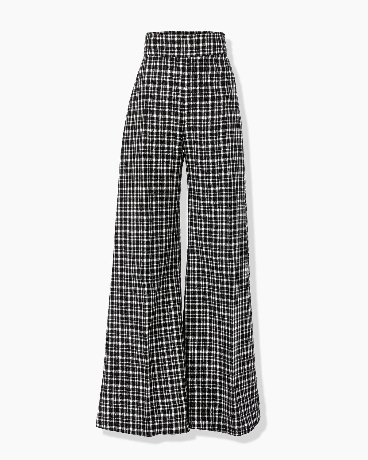 Wide-Leg Plaid Pants