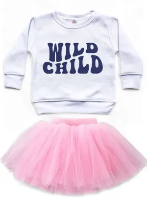 Wild Child Crewneck Sweatshirt Tutu Set