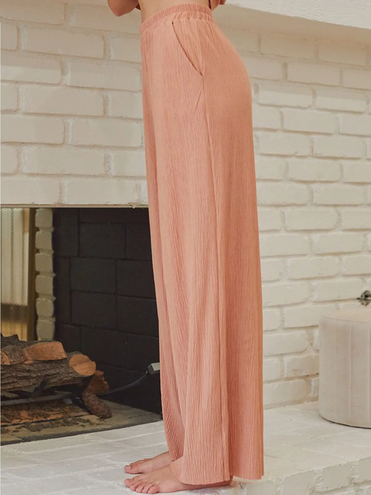 WOMEN'S ELASTIC WAIST WIDE LEG PANTS