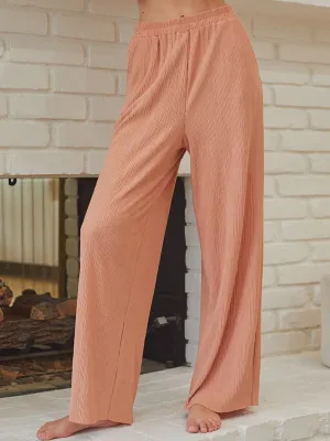WOMEN'S ELASTIC WAIST WIDE LEG PANTS