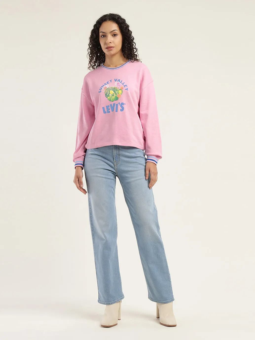 Women's Graphic Pink Crew Neck Sweatshirt