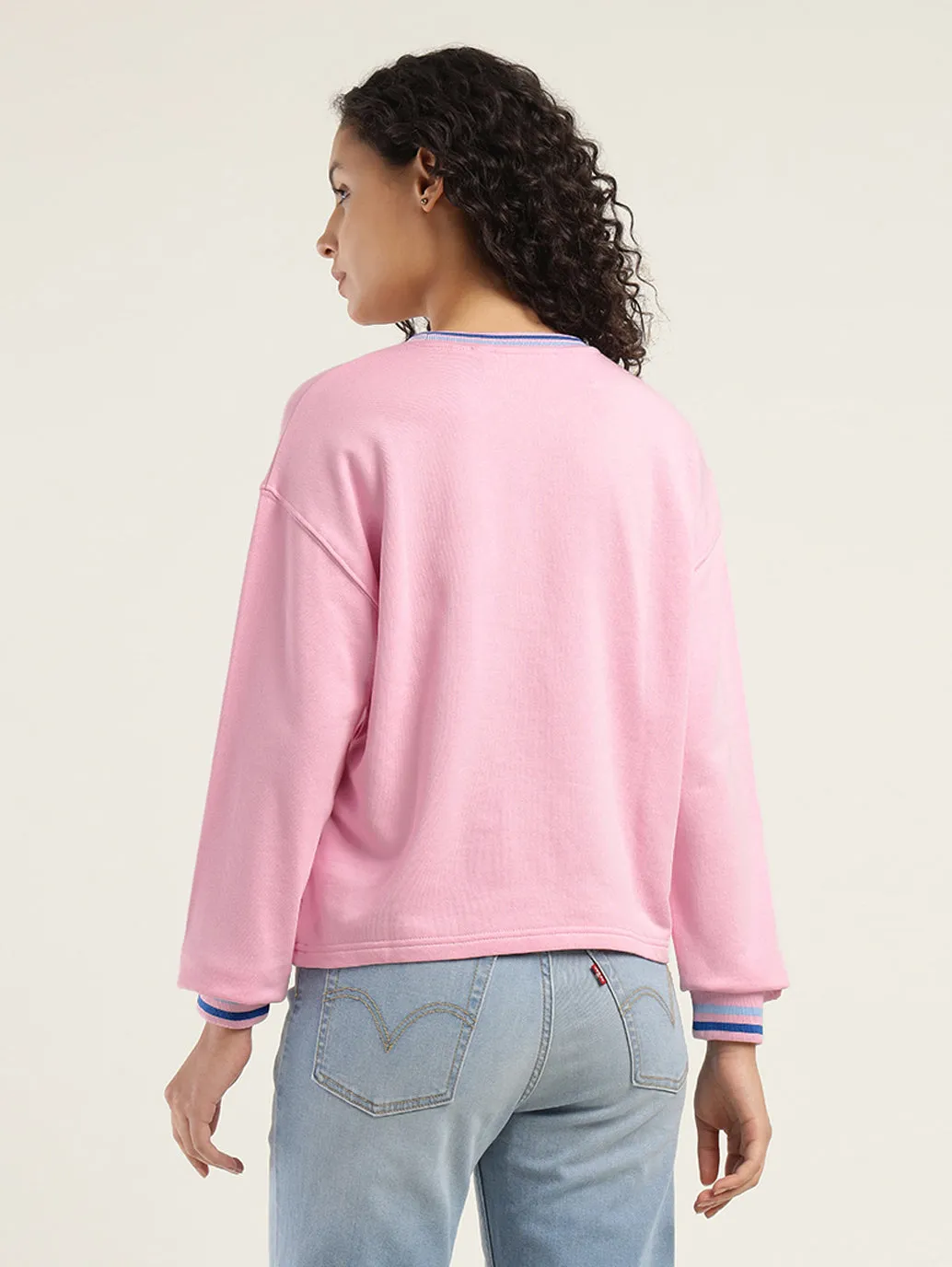 Women's Graphic Pink Crew Neck Sweatshirt